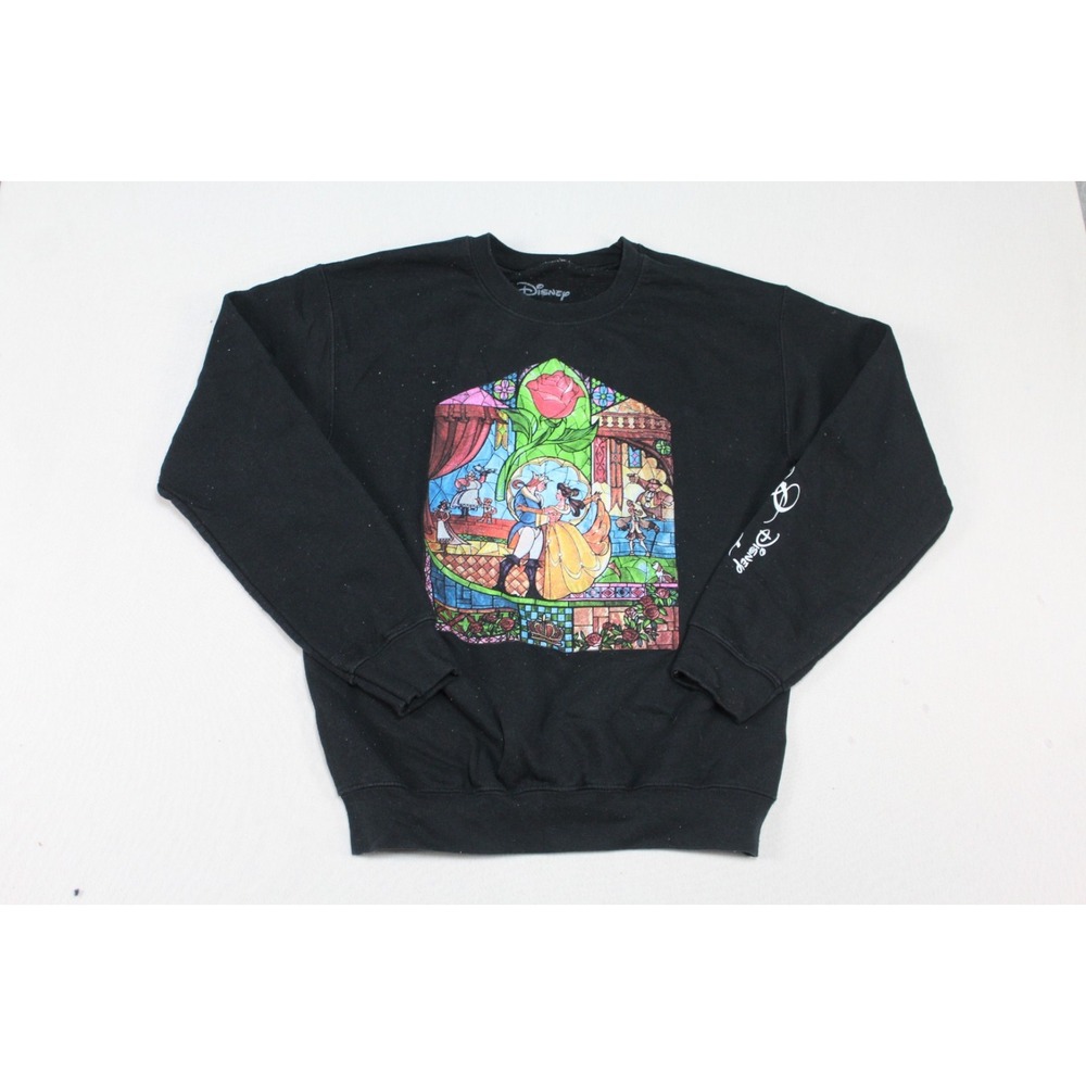 Disney Adult Black Sweater Crew Neck Beauty and The Beast Size Small